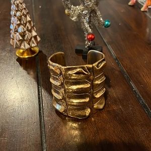 Givenchy gold tone Croc embossed cuff bracelet